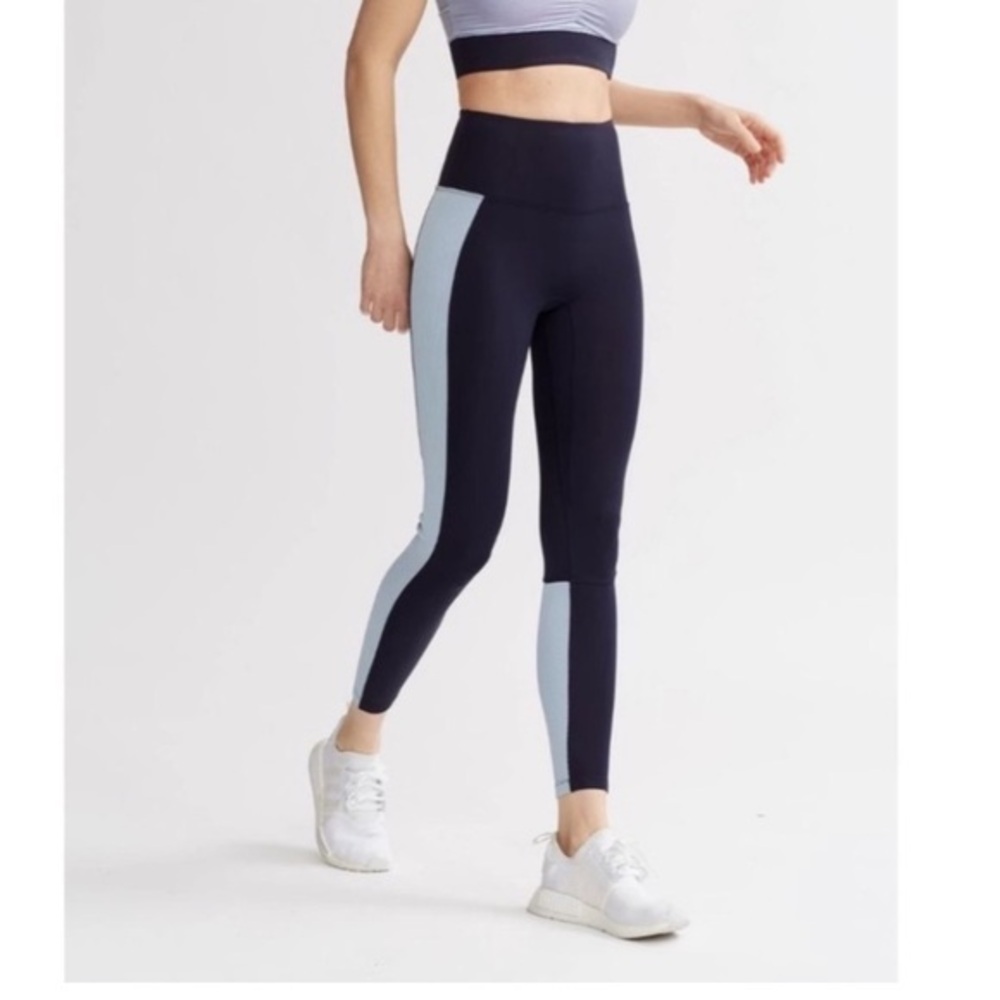 NYLORA High-Waist Colorblock Leggings - Navy & Light Blue Size Women’s Small